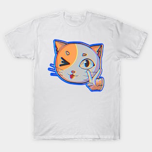 Cat peace sign glitch T-Shirt